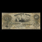 Canada, Molsons Bank, 2 piastres : 1 octobre 1855