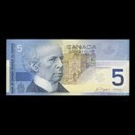 Canada, Banque du Canada, 5 dollars : 2002